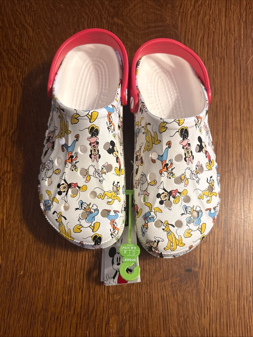 CROCS Kids White Disney Print Clog with Pink Strap